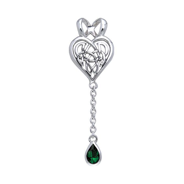 Celtic Knotwork Heart Sterling Silver Pendant With Gem TPD378