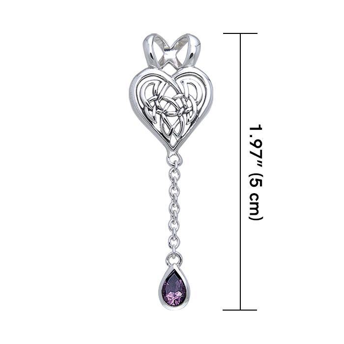 Celtic Knotwork Heart Sterling Silver Pendant With Gem TPD378