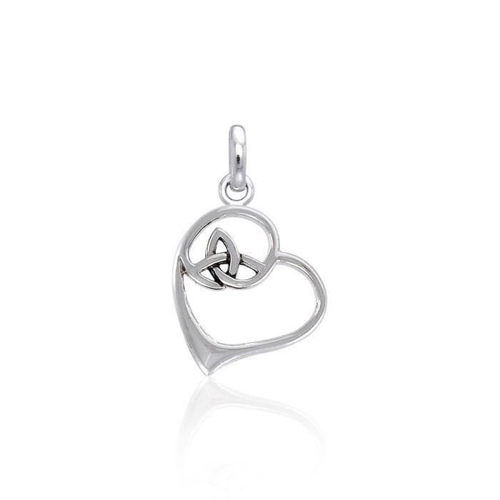 Celtic Heart with Trinity Knot Sterling Silver Pendant TPD3851