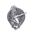 Celtic Knotwork and Claddagh Irish Dancer Silver Pendant TPD392