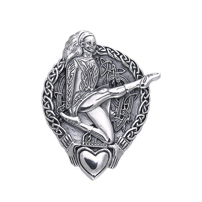 Celtic Knotwork and Claddagh Irish Dancer Silver Pendant TPD392