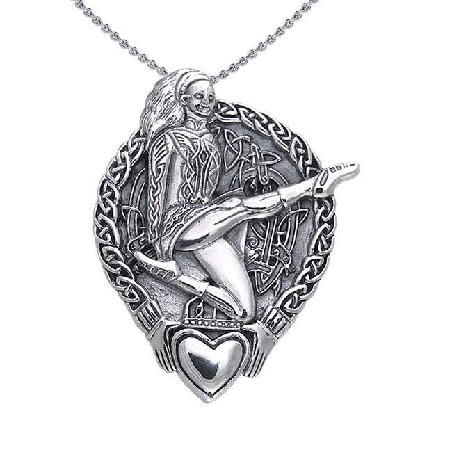 Celtic Knotwork and Claddagh Irish Dancer Silver Pendant TPD392