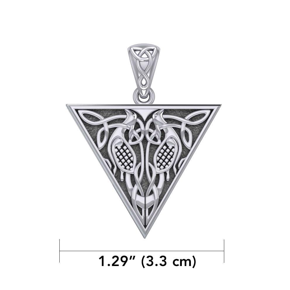 Celtic Bird in Triangle Shape Silver Pendant TPD4120