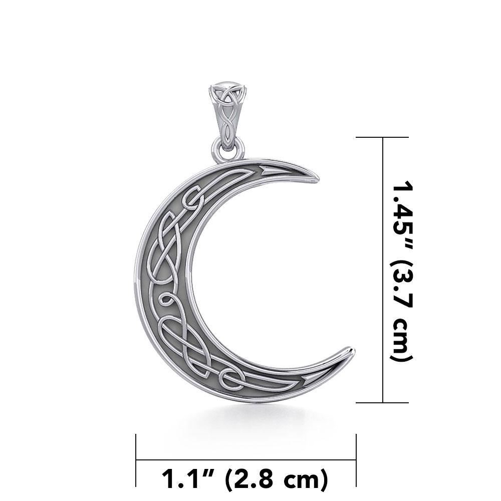 Celtic Crescent Moon Sterling Silver Pendant TPD4135