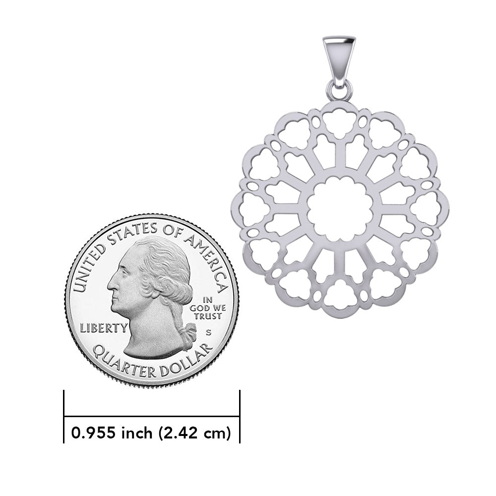 Brigid Ashwood Rose Window Sterling Silver Celtic Pendant TPD447