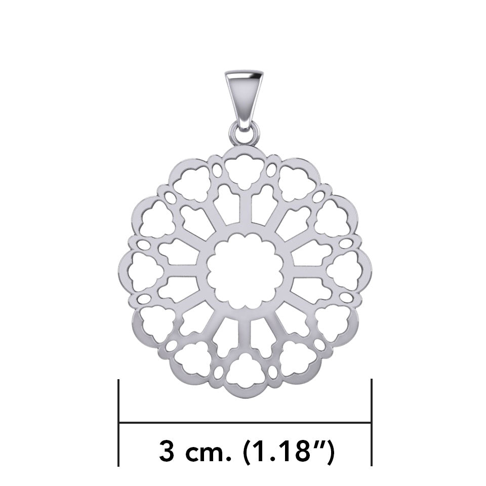 Brigid Ashwood Rose Window Sterling Silver Celtic Pendant TPD447