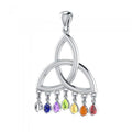 Celtic Triquetra Knot Sterling Silver Pendant with Chakra Gemstone TPD461