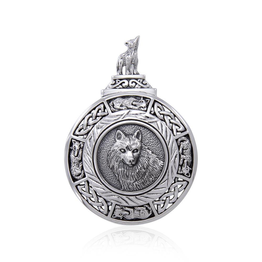 Celtic Wolf Medallion Pendant TPD4629
