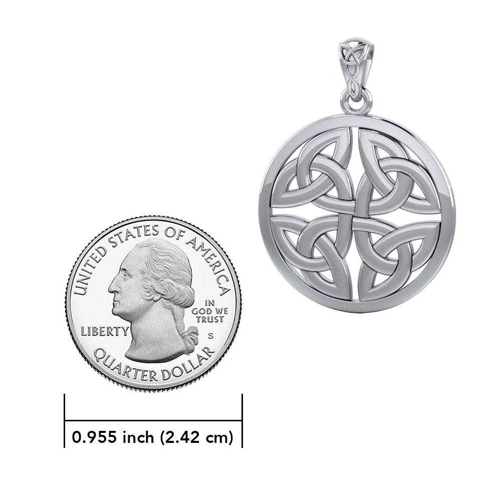 Celtic Trinity Quaternary Knot Sterling Silver Pendant TPD4637