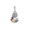 Celtic Knotwork Triquetra Sterling Silver Pendant With Chakra Gemstones Necklace TPD482