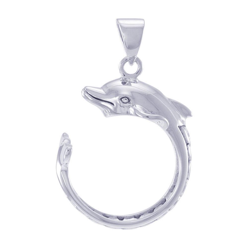 Celtic Accent Dolphin Sterling Silver Pendant TPD4839
