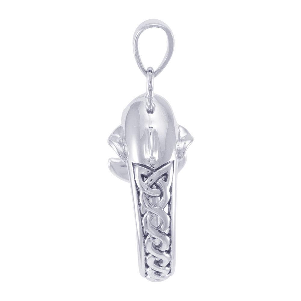 Celtic Accent Dolphin Sterling Silver Pendant TPD4839