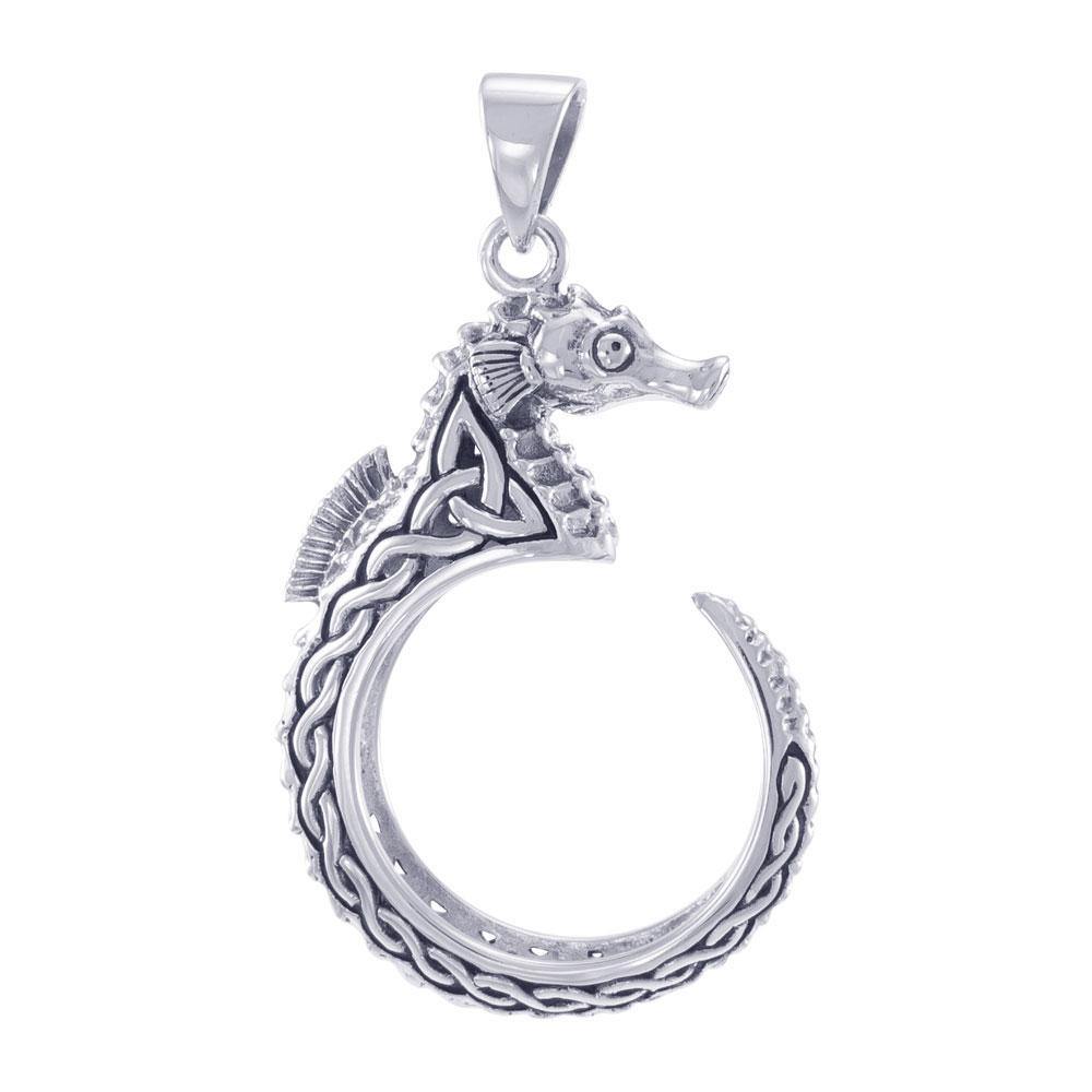 Celtic Accent Seahorse Sterling Silver Pendant TPD4841