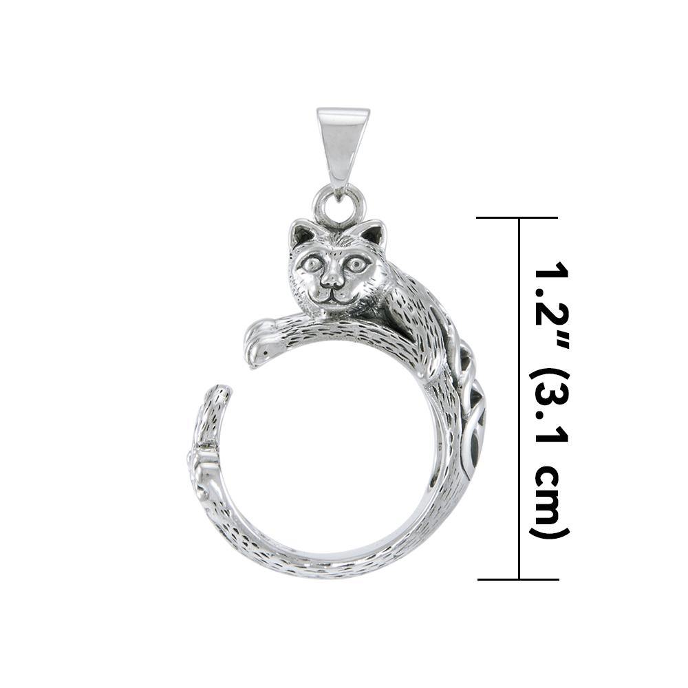 Sterling Silver Celtic Cat Pendant TPD4853