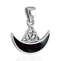 Celtic Triquetra with inlaid Crescent Moon Sterling Silver Pendant TPD4952