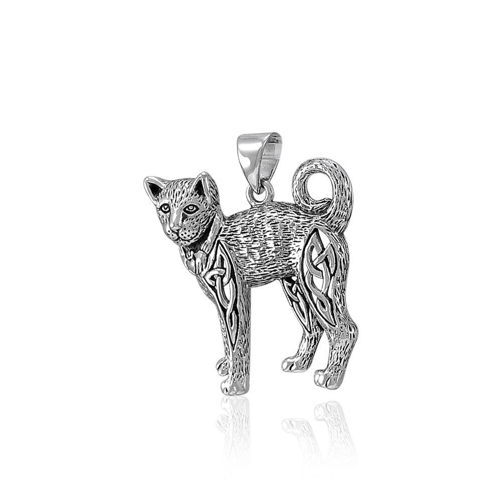 Celtic Cat Sterling Silver Pendant TPD5018