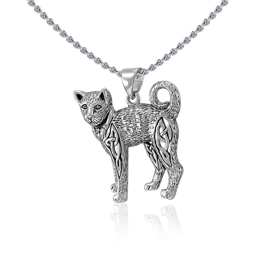 Celtic Cat Sterling Silver Pendant TPD5018