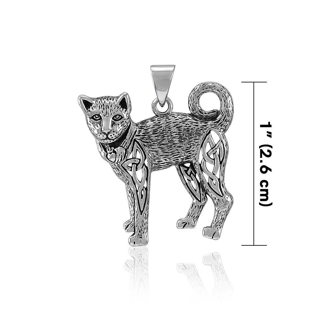 Celtic Cat Sterling Silver Pendant TPD5018