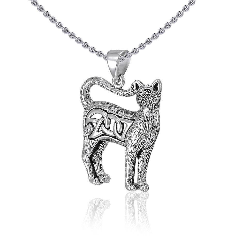 Celtic Cat Sterling Silver Pendant TPD5019