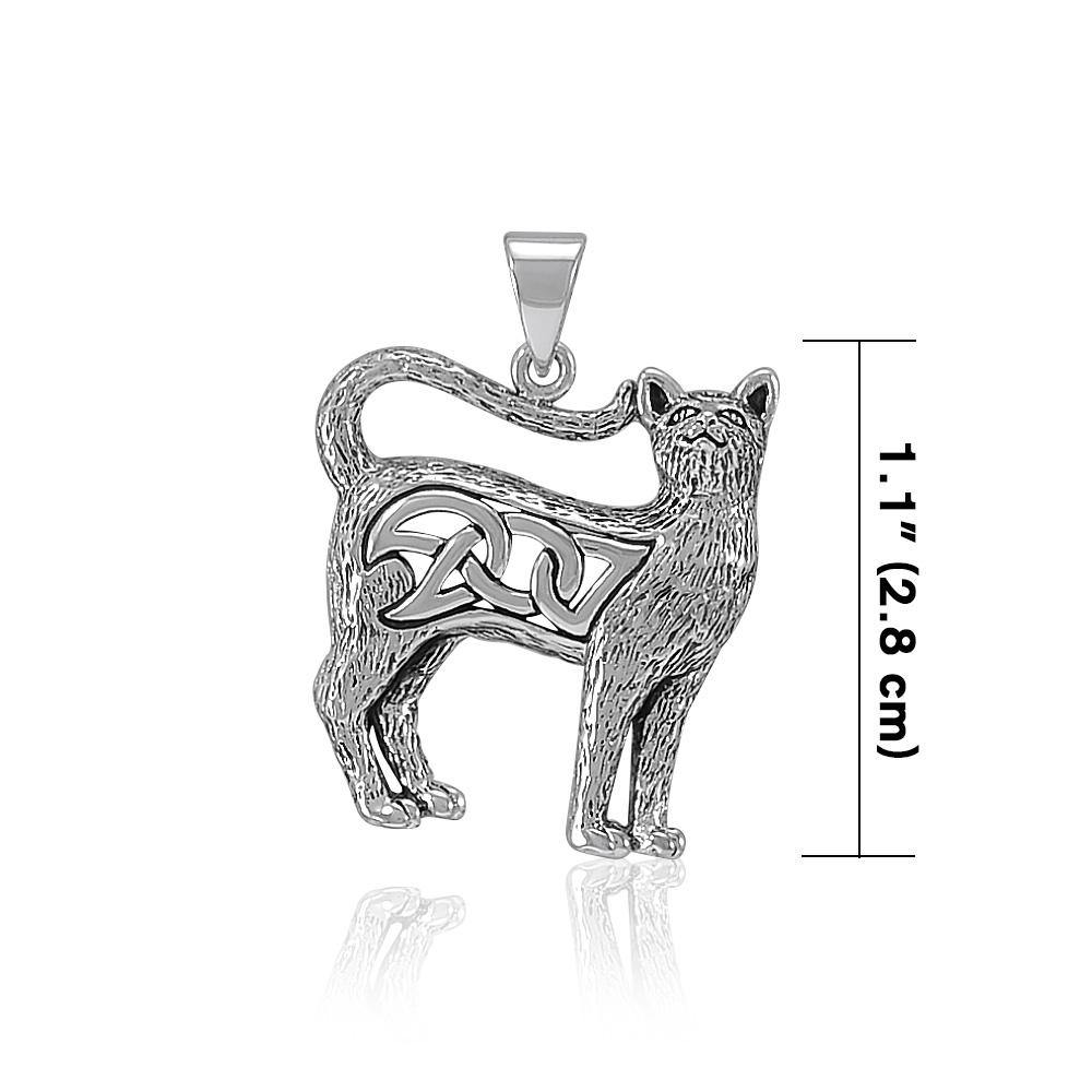 Celtic Cat Sterling Silver Pendant TPD5019