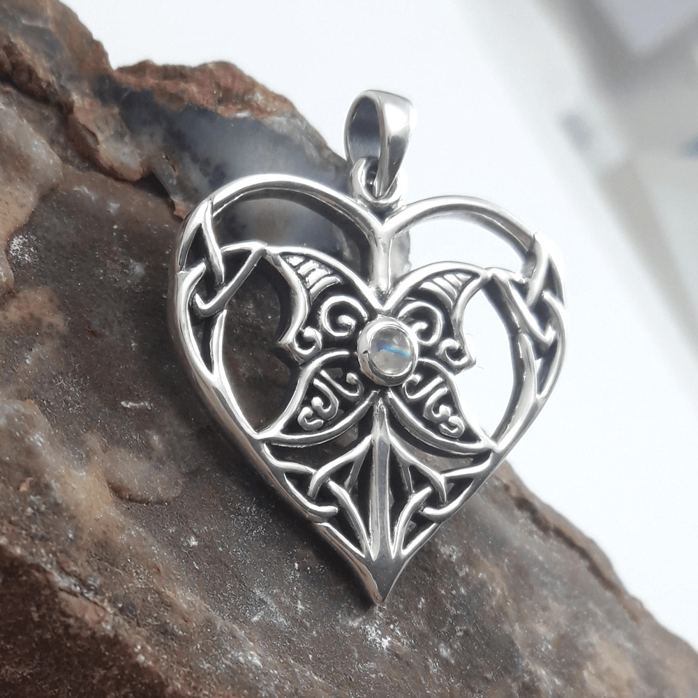 Celtic Triple Goddess Love Peace Sterling Silver Pendant with Gemstone TPD5105