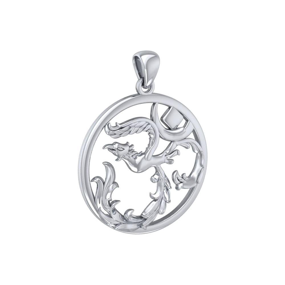 Phoenix Om Sterling Silver Pendant TPD5108 Spiritual Necklace Symbolizing Rebirth Transformation And Renewal
