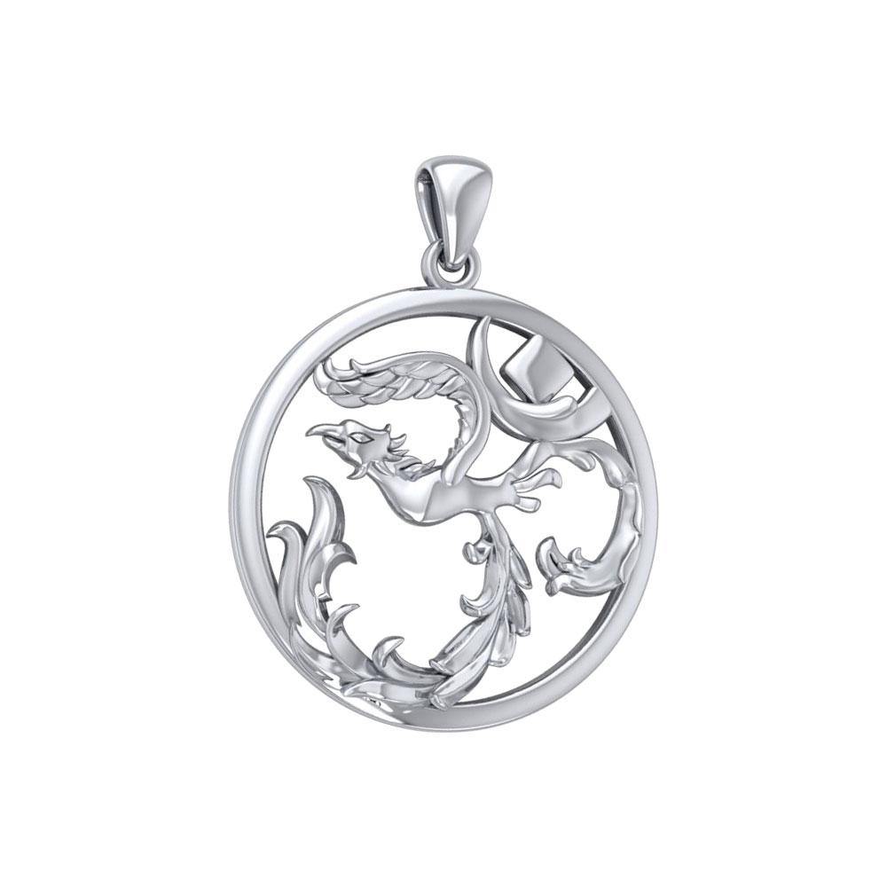 Phoenix Om Sterling Silver Pendant TPD5108 Spiritual Necklace Symbolizing Rebirth Transformation And Renewal