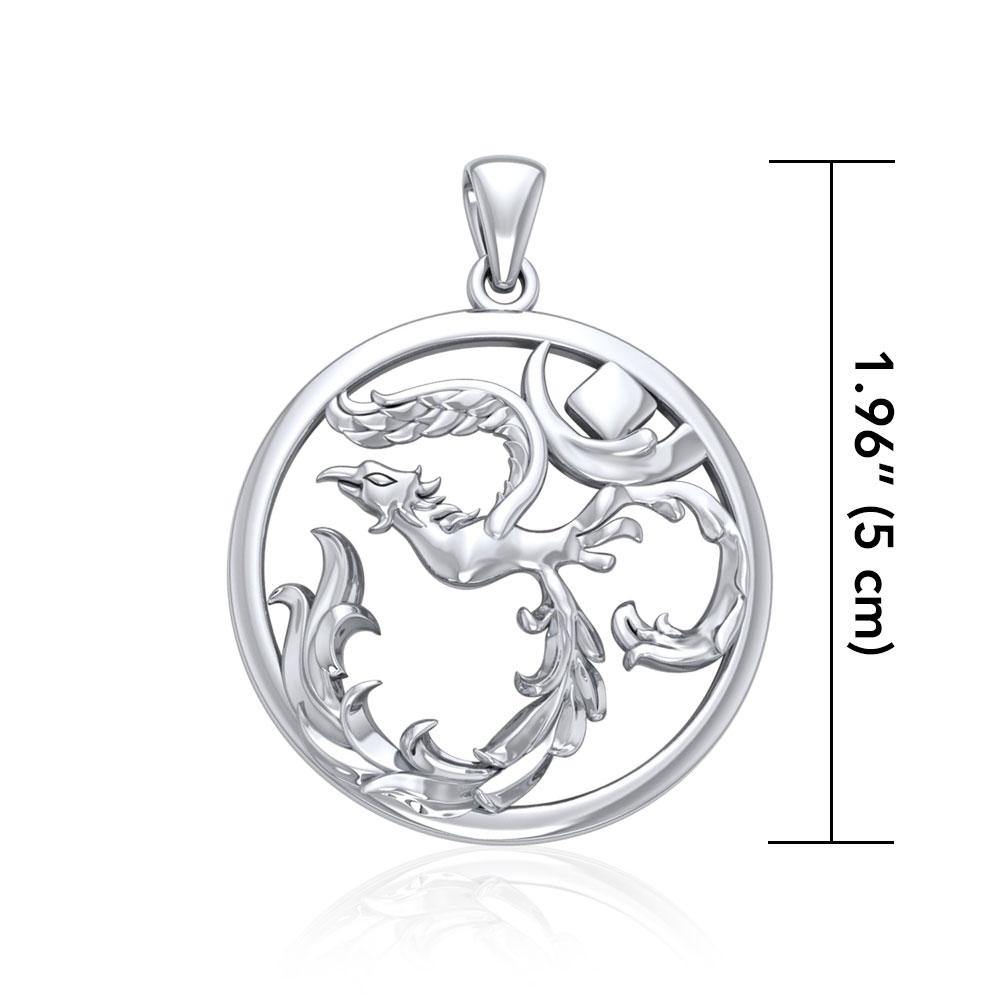Phoenix Om Sterling Silver Pendant TPD5108 Spiritual Necklace Symbolizing Rebirth Transformation And Renewal