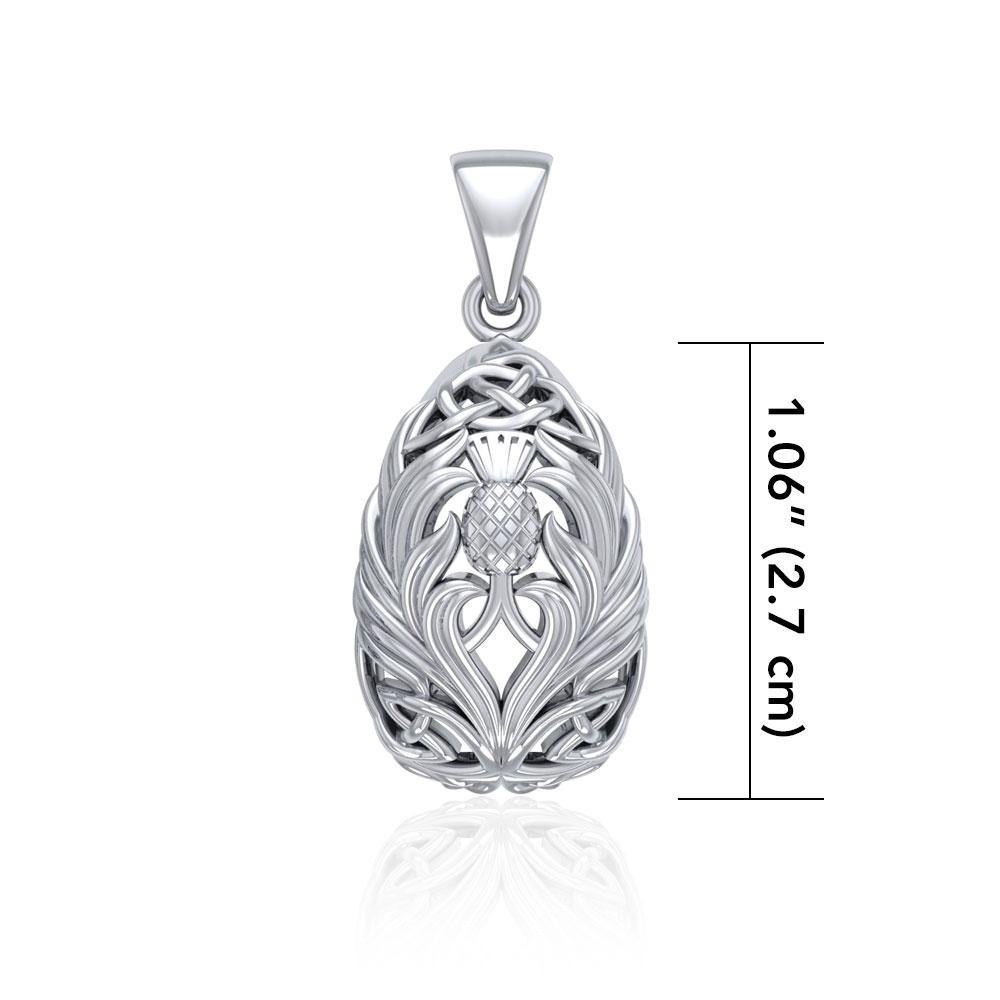 Teardrop Shape Scottish Thistle with Celtic knotwork Pendant TPD5164