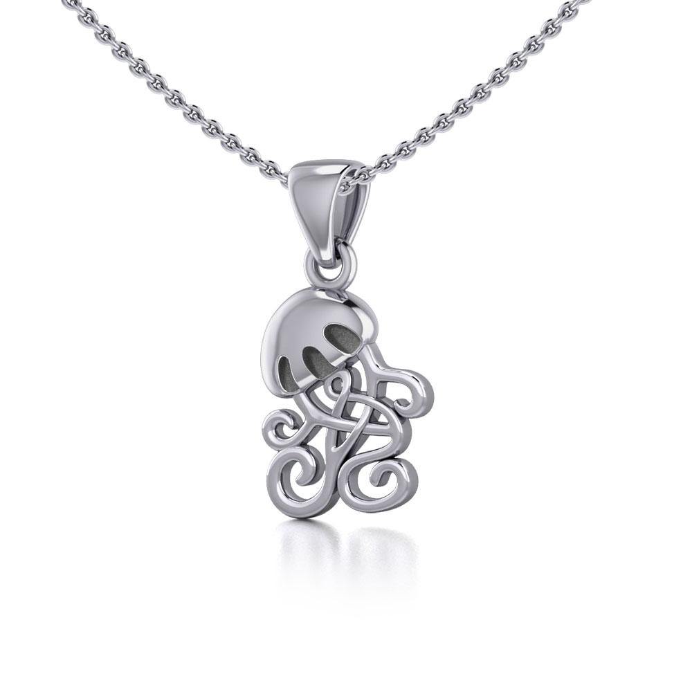 Jellyfish with Celtic Tail Silver Pendant TPD5206