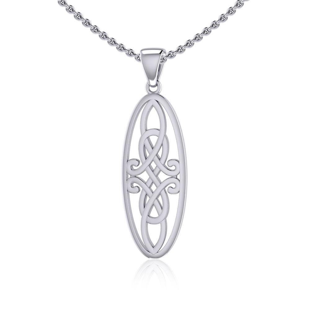 Celtic Woven Design in Oval Shape Silver Pendant TPD5233