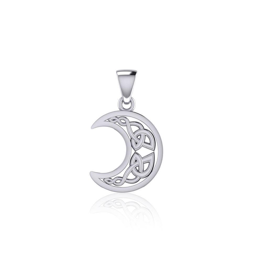 Celtic Crescent Moon Sterling Silver Pendant TPD5235
