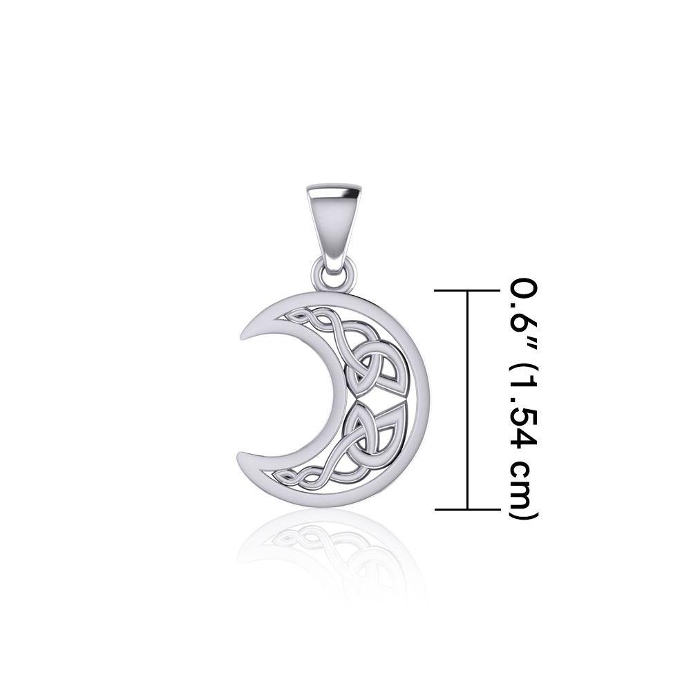 Celtic Crescent Moon Sterling Silver Pendant TPD5235