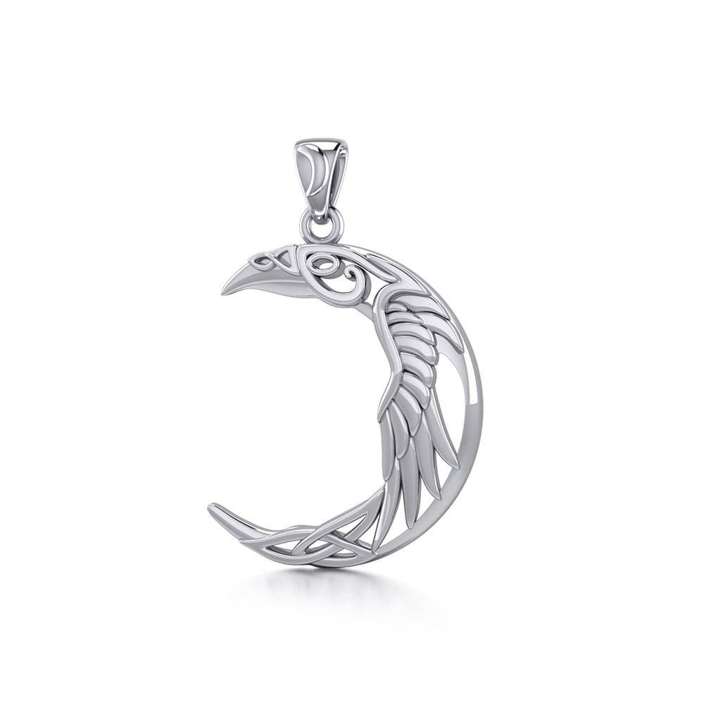 The Celtic Moon Raven Sterling Silver Pendant TPD5261