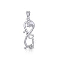 Infinity Cat with Heart and Celtic Trinity Knot Sterling Silver Pendant TPD5279