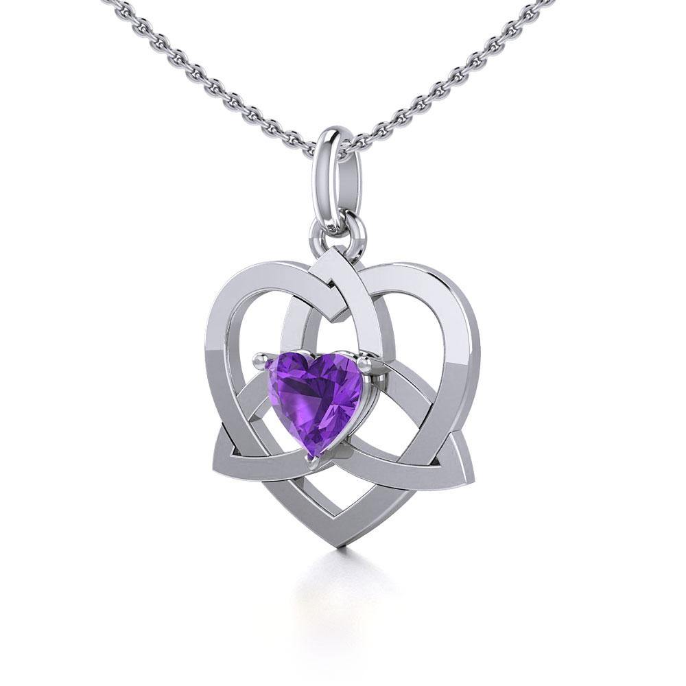 The Celtic Trinity Heart Silver Pendant with Gemstone TPD5287