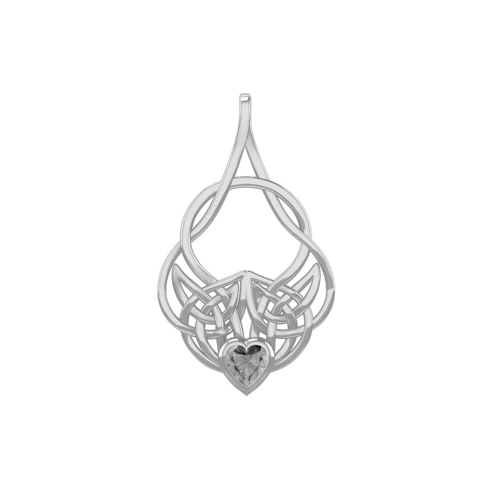 Celtic Knotwork Silver Pendant with Heart Gemstone TPD5292
