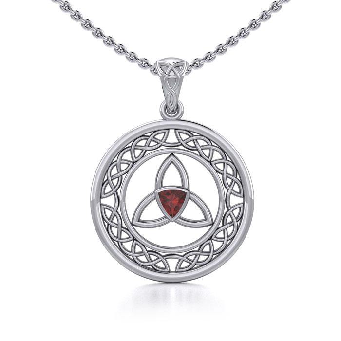 Celtic Trinity Knot Pendant with Gemstone TPD5296