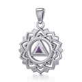 Crown Chakra with Recovery Gemstone Symbols Sterling Silver Pendant TPD5307