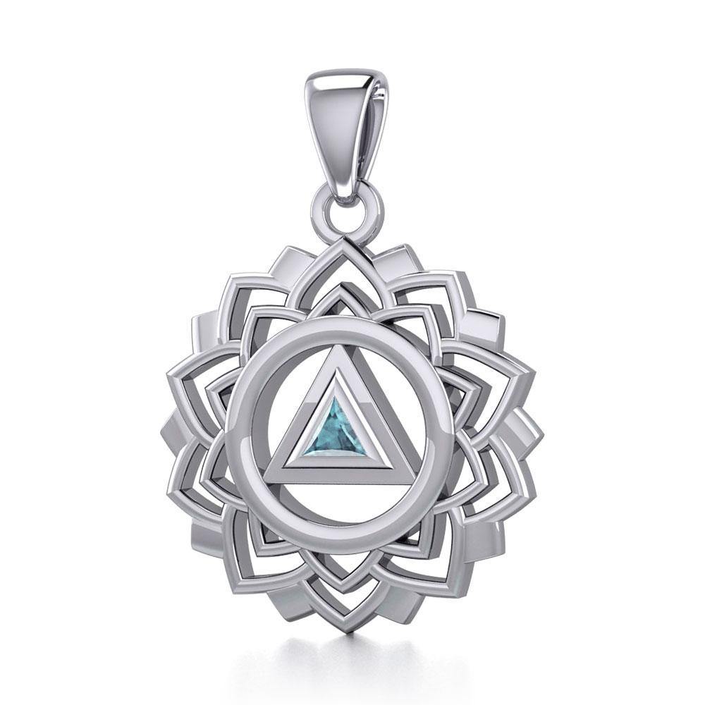 Crown Chakra with Recovery Gemstone Symbols Sterling Silver Pendant TPD5307