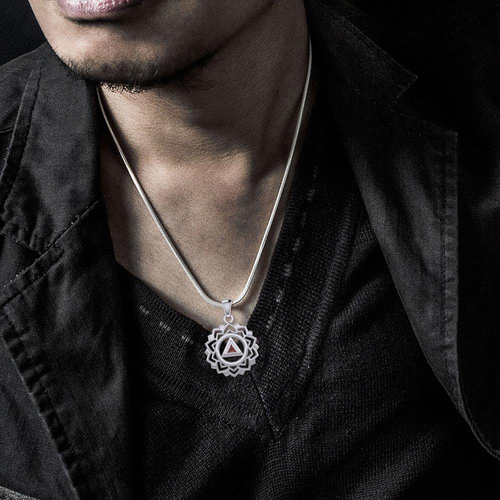 Crown Chakra with Recovery Gemstone Symbols Sterling Silver Pendant TPD5307