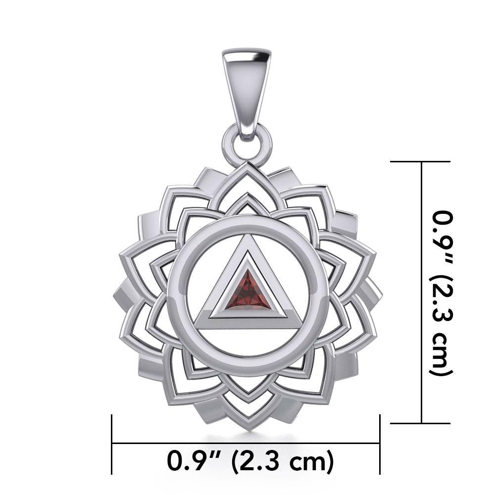 Crown Chakra with Recovery Gemstone Symbols Sterling Silver Pendant TPD5307