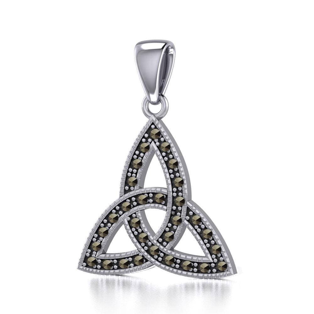 Sterling Silver Celtic Trinity Knot Pendant with Marcasite TPD5318