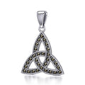 Sterling Silver Celtic Trinity Knot Pendant with Marcasite TPD5318
