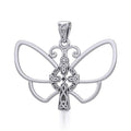 Sterling Silver Butterfly with Celtic Cross Pendant TPD5319