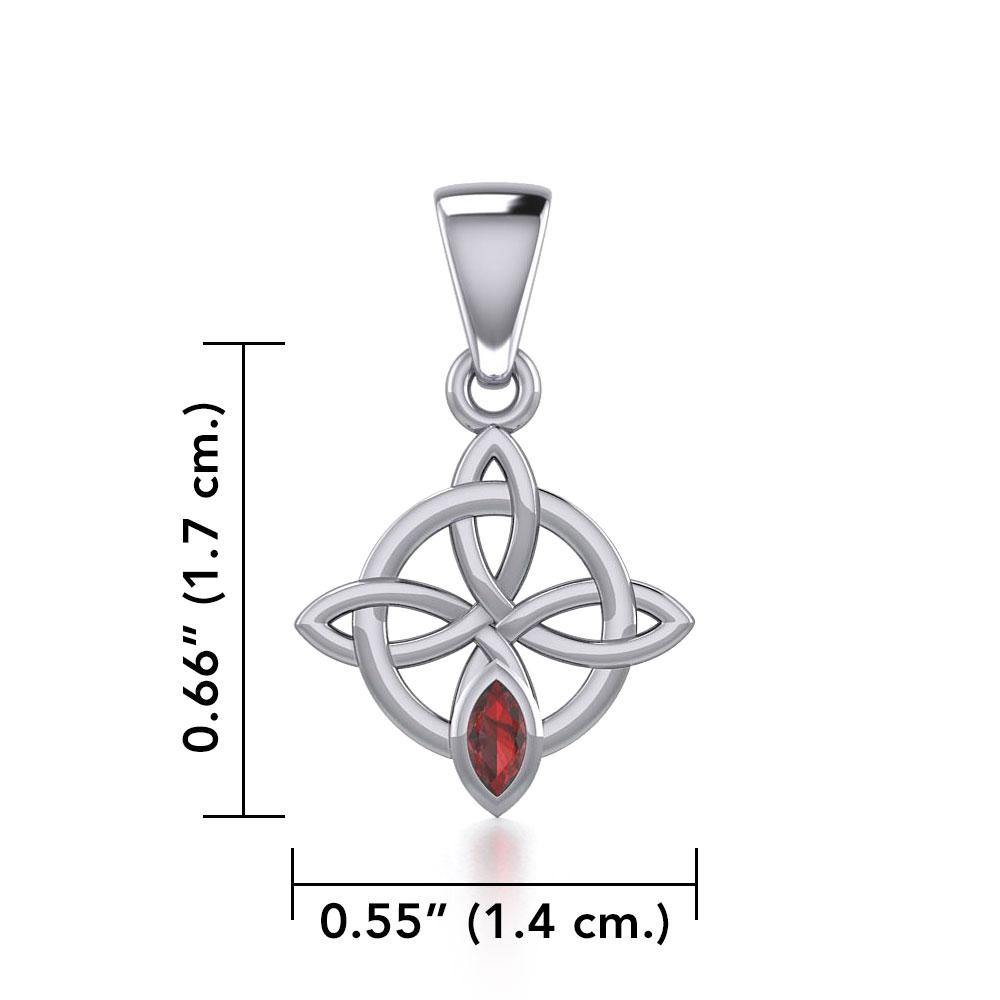 Celtic Quaternary Knot Silver Pendant with Gemstone TPD5336