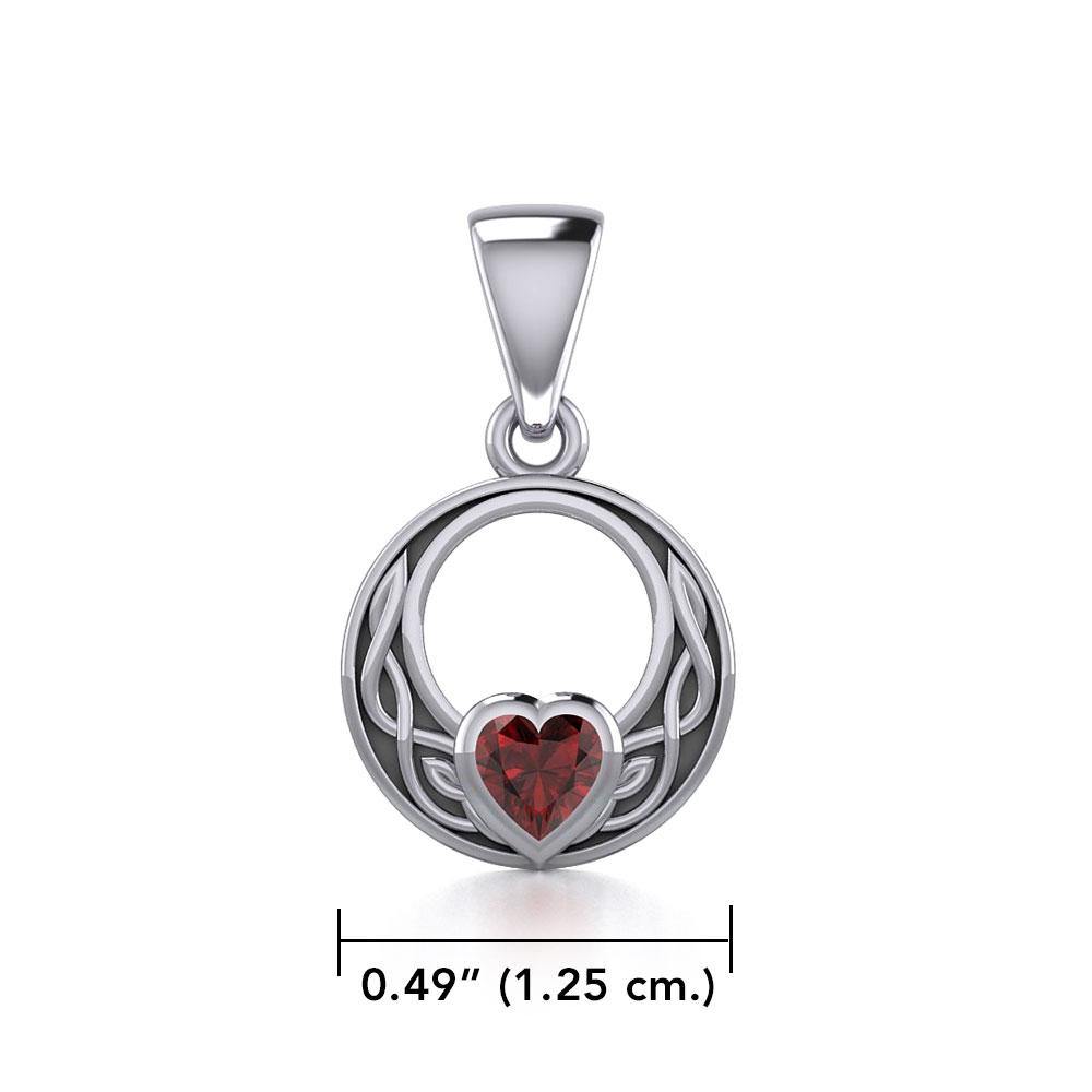 Celtic Knot Silver Pendant with Heart Gemstone TPD5343