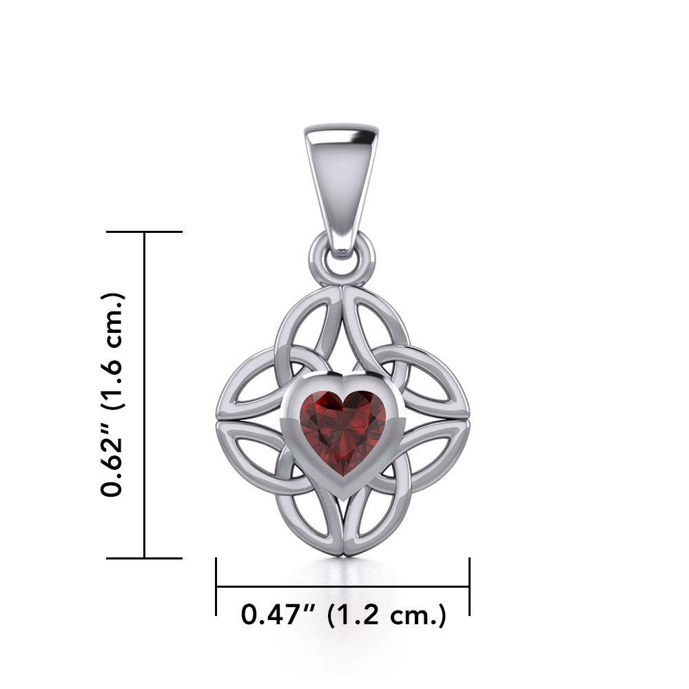 Celtic Knotwork Silver Pendant with Heart Gemstone TPD5353