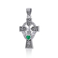 Claddagh Celtic Cross with Lucky Four Leaf Clover Sterling Silver Pendant TPD5359