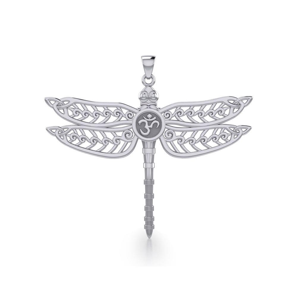 The Celtic Dragonfly with Om Symbol Sterling Silver Pendant TPD5384
